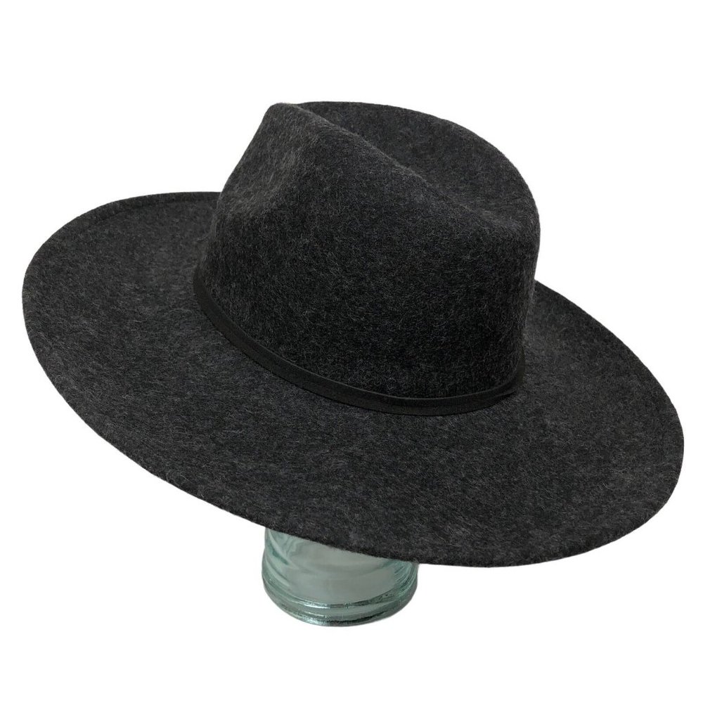 NEW Universal Thread Womens Wide Brim Wool Felt Fedora Hat Charcoal Gray Western - Picture 3 of 6